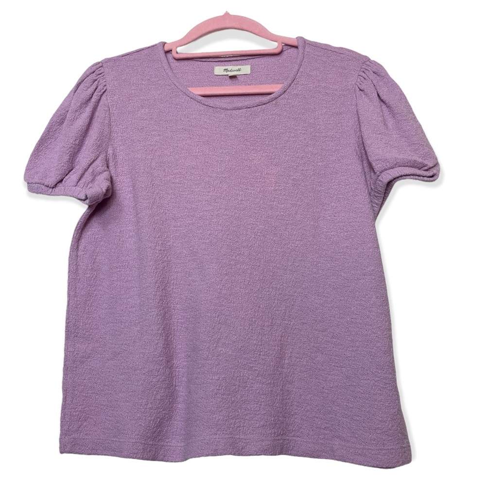 Madewell Superlight Jacquard Puff-Sleeve Tee size small lavender mist